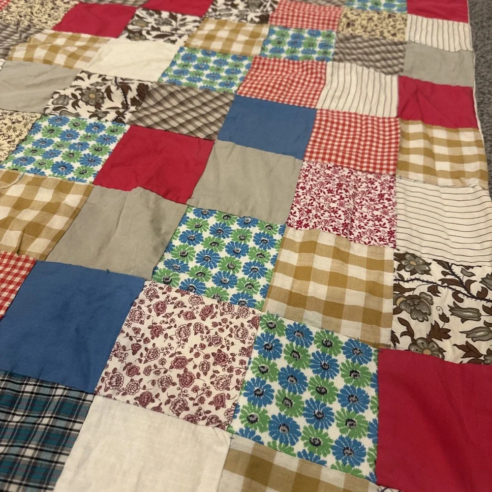 Vintage Patchwork Quilt For Toddler Bed With Patchwork Pillowcase‎